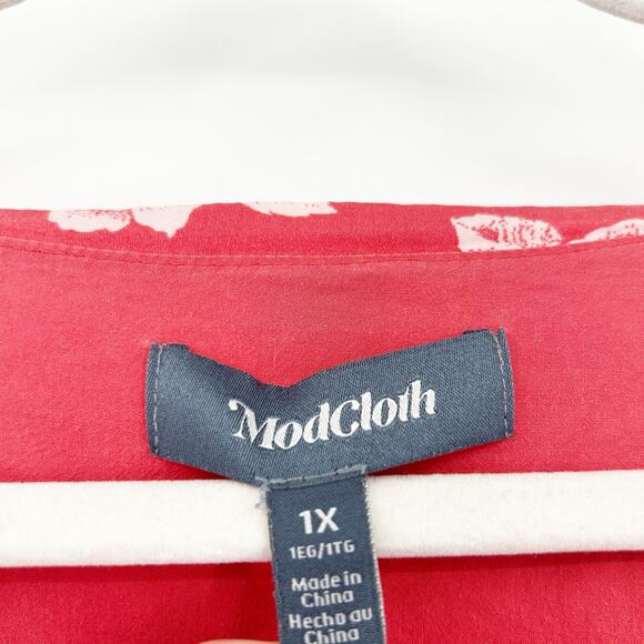 Modcloth Womens Retro Pinup Valentines Day Scoop‎ Neck Rose Floral Dress Size 1X - Picture 3 of 9